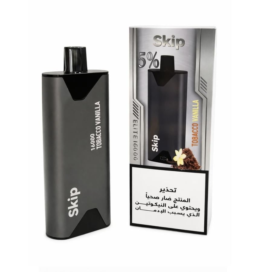 سحبة اسكيب توباكو فانيلاء 50نكتين 16000 الف 50Skip Tobacco Vanilla Disposable Vape