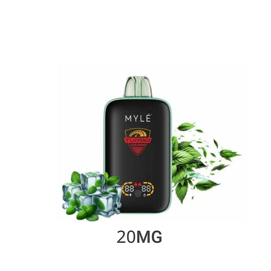 سحبة مايلي تيربو 20000 سحبة 20نكتين نعناع بارد MYLE Turbo 20000 Puffs DISPOSABLE ICED MINT