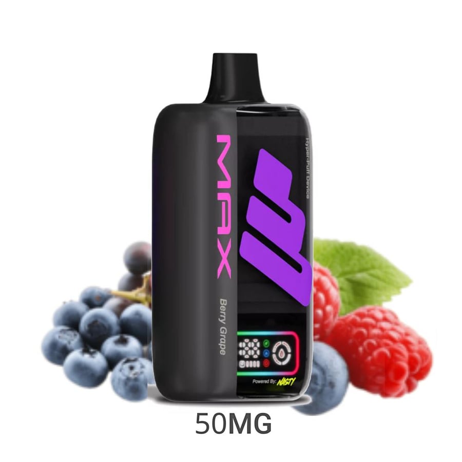 سحبة نايستي ماكس 30000 سحبة 50نكتين توت وعنب NASTY MAX 30000 PUFFS BERRY GRAPE