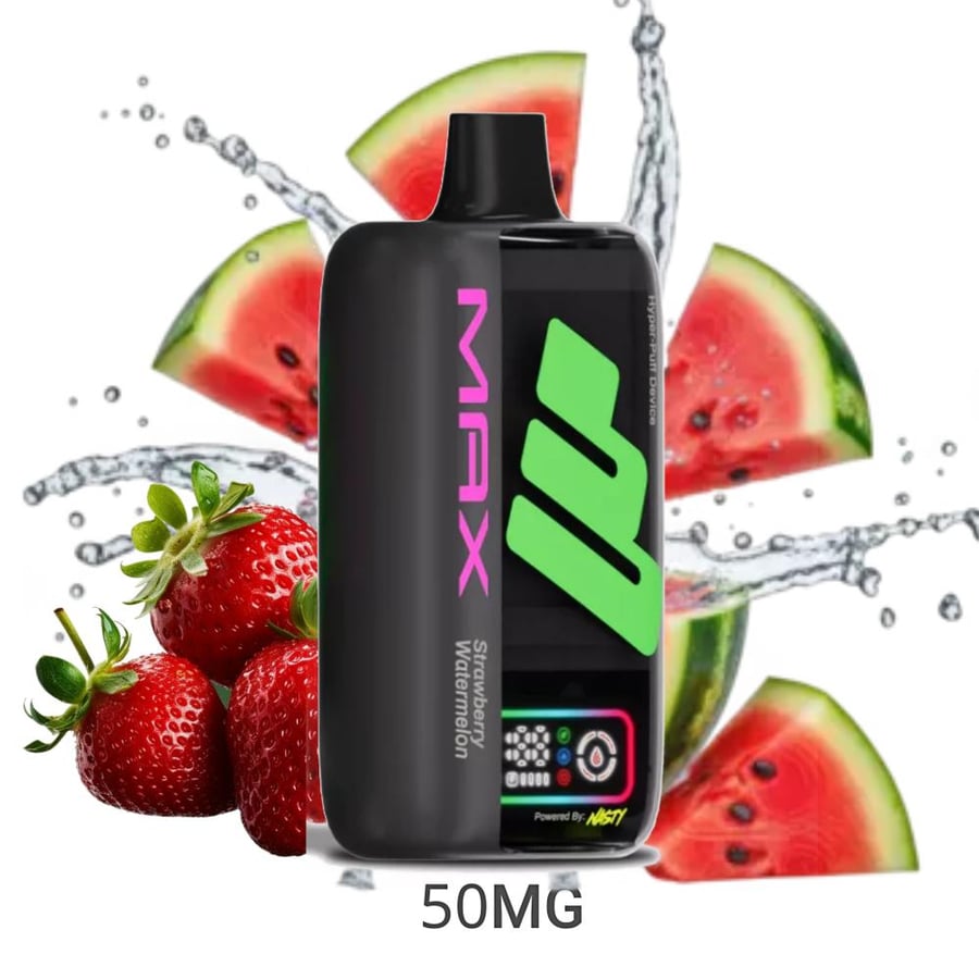 سحبة نايستي ماكس 30000 سحبة 50نكتين فراولة وبطيخ NASTY MAX 30000 PUFFS STRAWBERRY WATERMELON