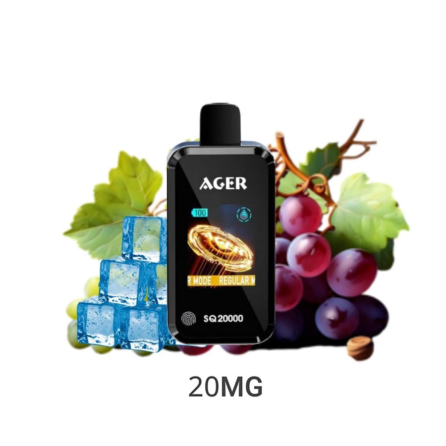 سحبة اجير اس كيو 20000 سحبة 20نكتين عنب ايس AGER SQ 20000 PUFFS GRAPE ICE