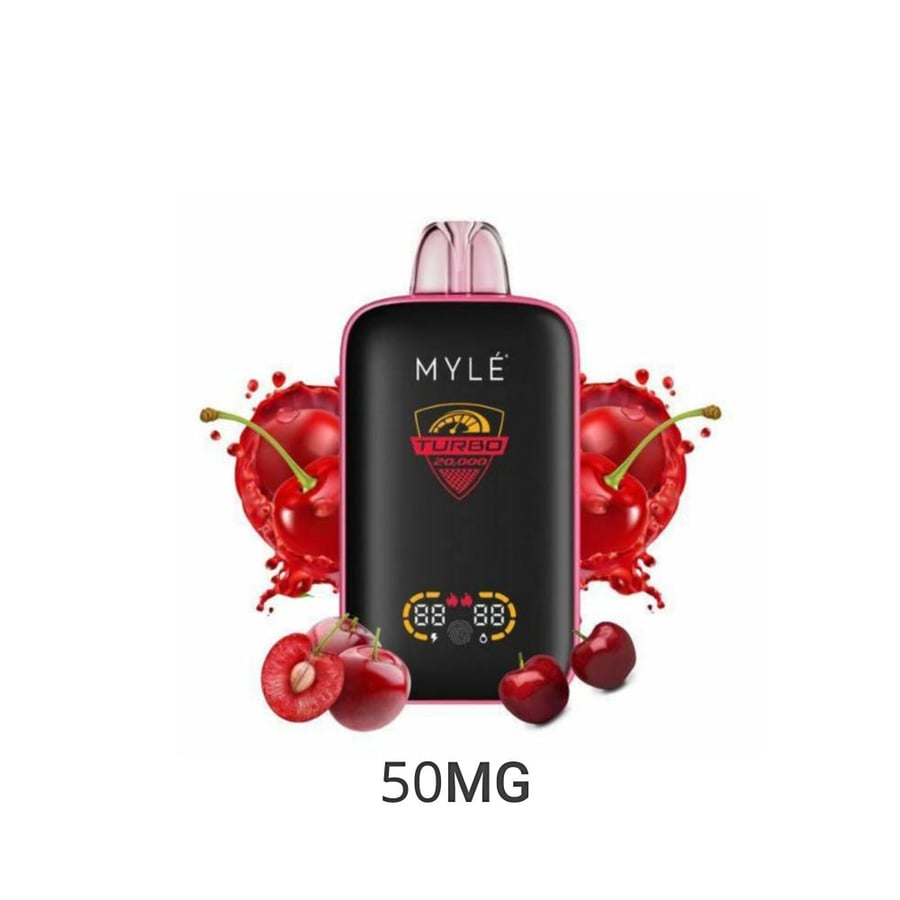 سحبة مايلي تيربو 20000 سحبة50نكتين كرز بومب MYLE Turbo 20000 Puffs DISPOSABLE CHERRY BOMB