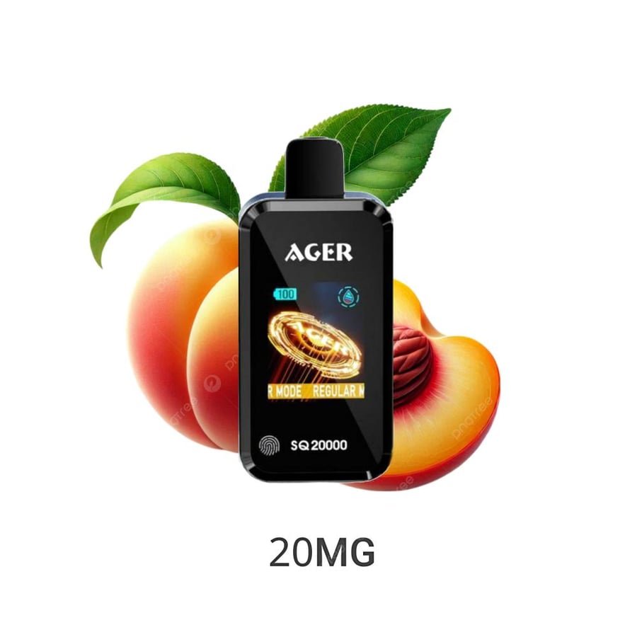 سحبة اجير اس كيو 20000 سحبة 20نكتين خوخ ايس AGER SQ 20000 PUFFS PRACH ICE