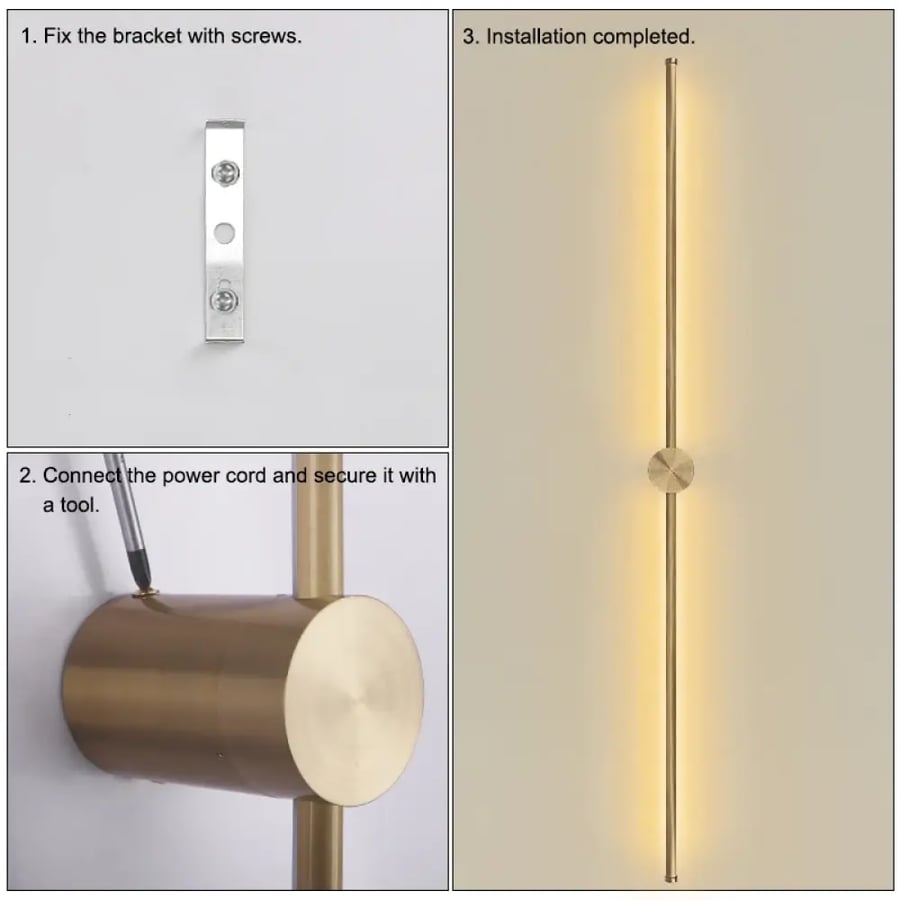 مصباح جداري LED حديث 100/120 سم ذهبي أبيض