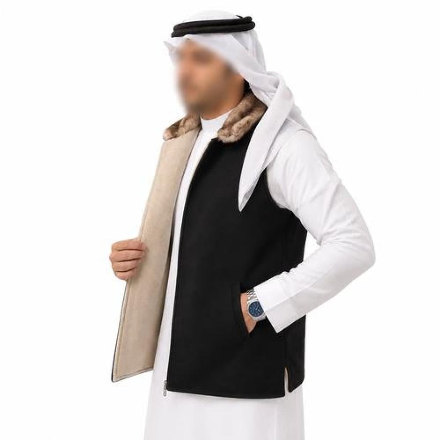 سديري رجالي بياقة فرو فاخرة