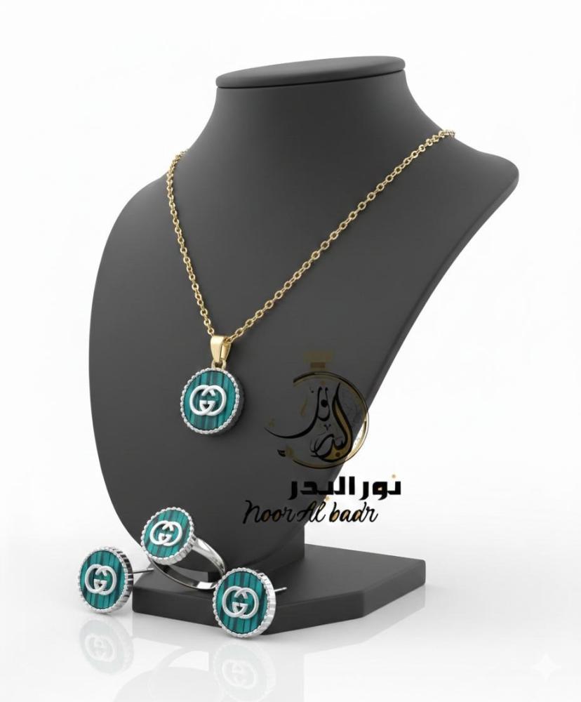 تألقي بأناقة لاتضاهي طقم سلسال مع حلق ( ذهبي او فضي )-13