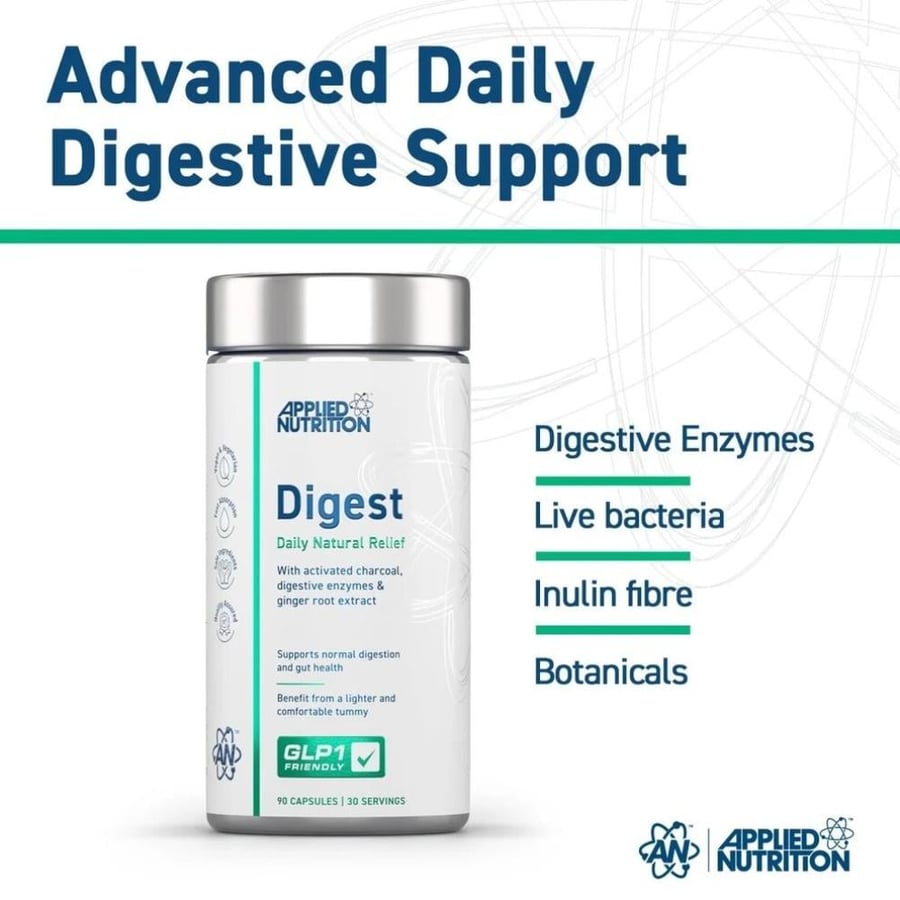 كبسولات دايجست لدعم الهضم وصحة القولون من أبلايد نيوتريشن 90 كبسولة - Applied Nutrition Digest Capsules - GLP-1 Friendly 90 Capsules