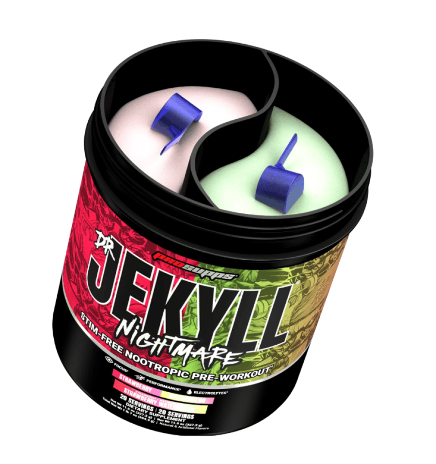 مكمل طاقة دكتور جيكيل نايتمير من بروسابس فراولة & بطيخ 40 سيرف - Pro Supps DR JEKYLL Nightmare Stim-Free Nootropic Pre-Workout Strawberry & Watermelon 40 Servings