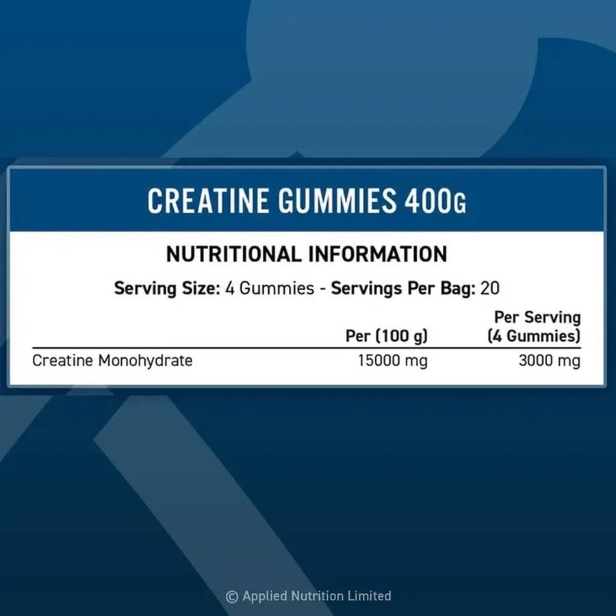 ابلايد نيوترشن - كرياتين مونوهيدرات علكة نكهة الكشمش الاسود (400 جم) - Applied Nutrition Creatine Gummies