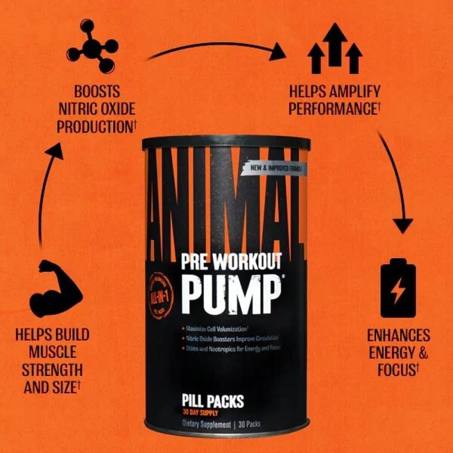 أنيمال بامب مكمل الطاقة وضخ الدم 30 ظرف - Animal Pre Workout Pump 30 Pill Packets
