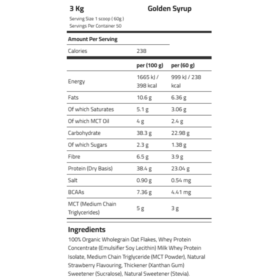 شوفان بروتين ابلايد نيوتريشن نكهة جولدن سيرب 3 كجم - Applied Nutrition Protein Critical Oats