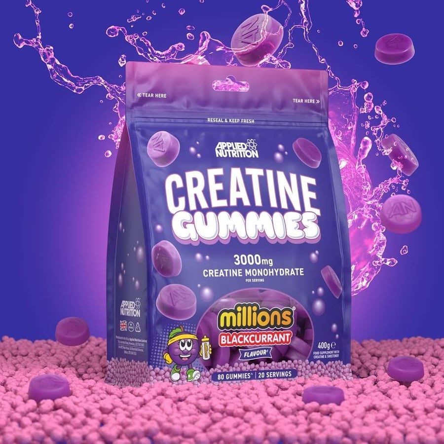 ابلايد نيوترشن - كرياتين مونوهيدرات علكة نكهة الكشمش الاسود (400 جم) - Applied Nutrition Creatine Gummies