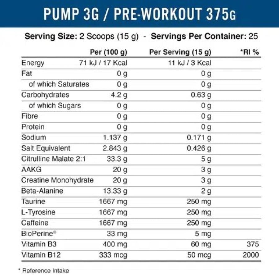 بامب 3جي مع كافيين من ابلايد نيوتريشن نكهة رينبو يونيكورن 375جم - Applied Nutrition Pre-Workout Pump 3G Rainbow Unicorn 375g