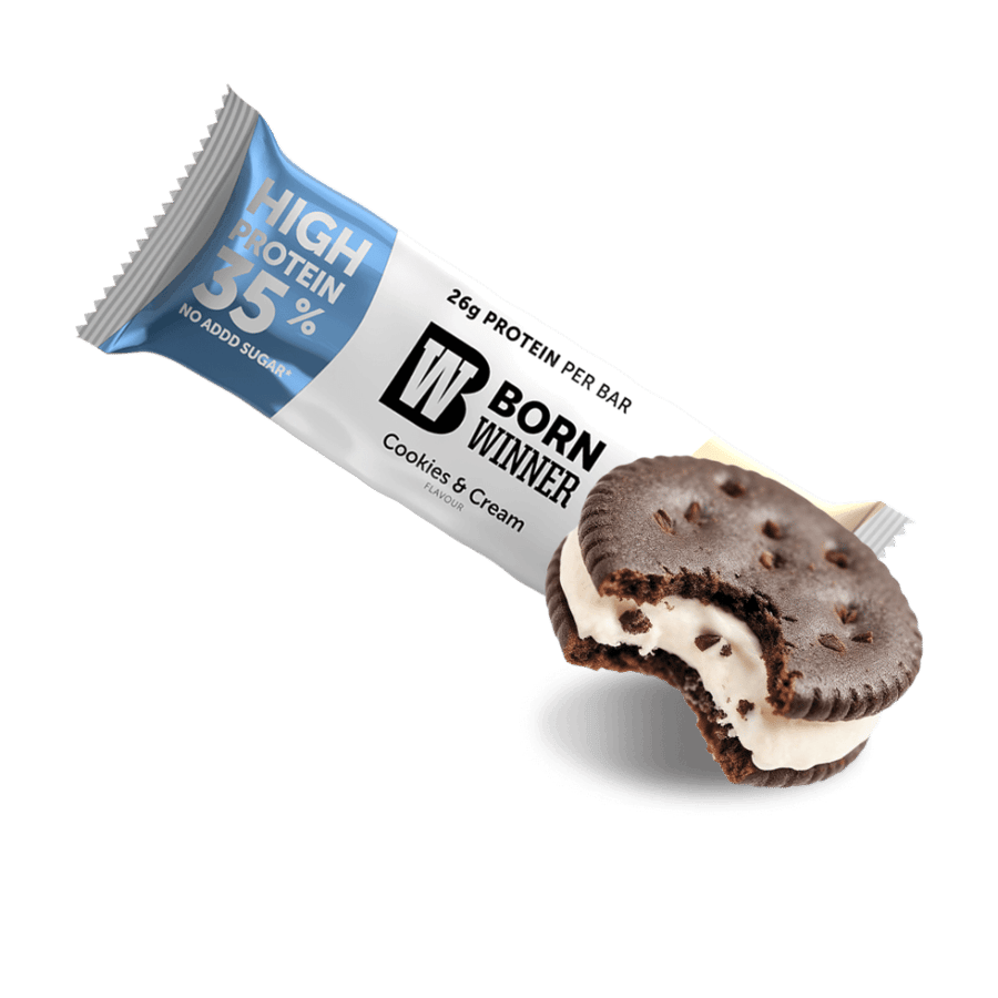 بروتين بار من بورن وينر عالي البروتين نكهة كوكيز كريم 75جم - Born Winner High Protein Bar Cookies Cream 75g