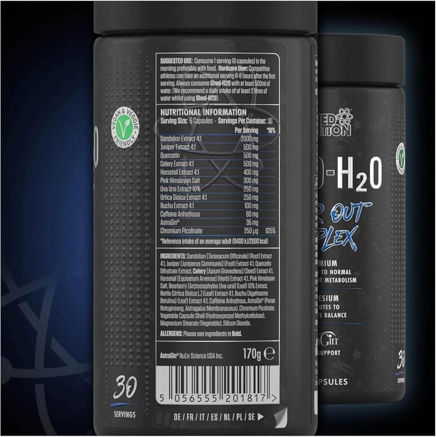 Applied Nutrition Shed H2O Water Out Complex liquid expulsion vehicle H2O from Applied Nutrition 180 capsules