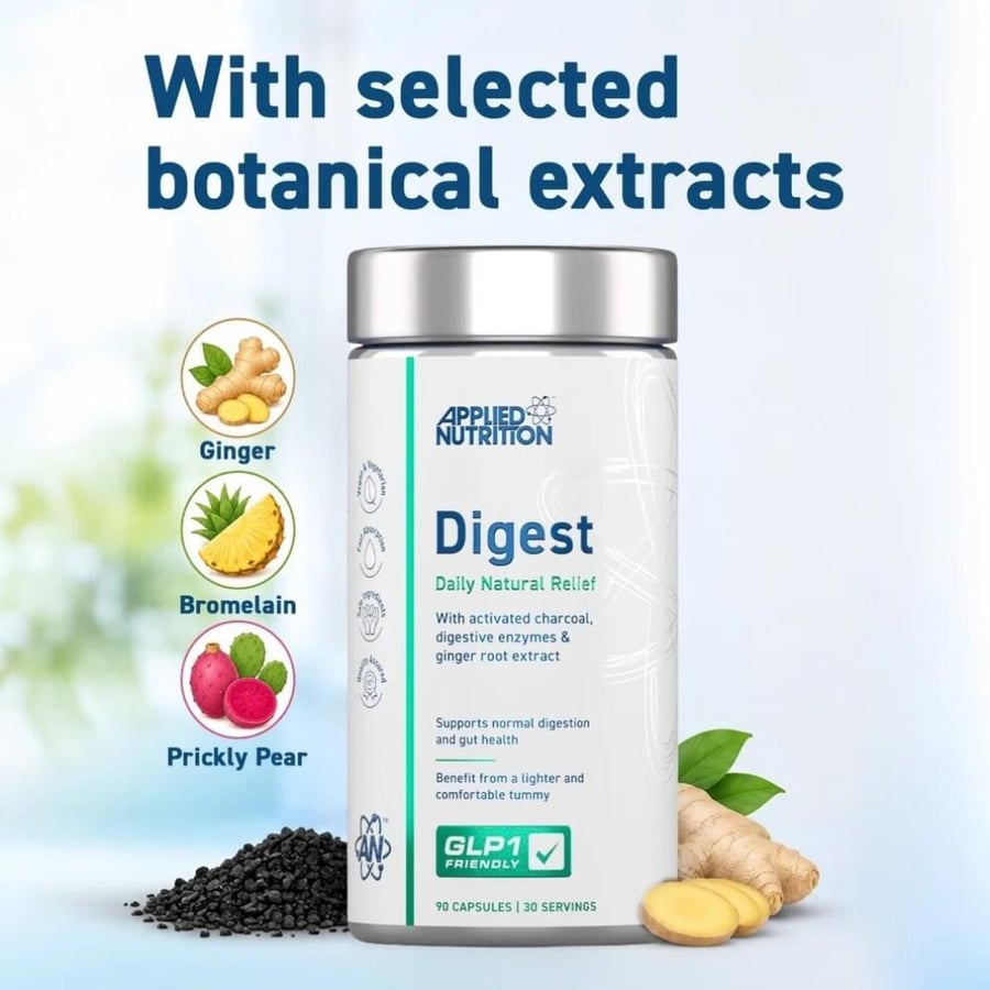 كبسولات دايجست لدعم الهضم وصحة القولون من أبلايد نيوتريشن 90 كبسولة - Applied Nutrition Digest Capsules - GLP-1 Friendly 90 Capsules