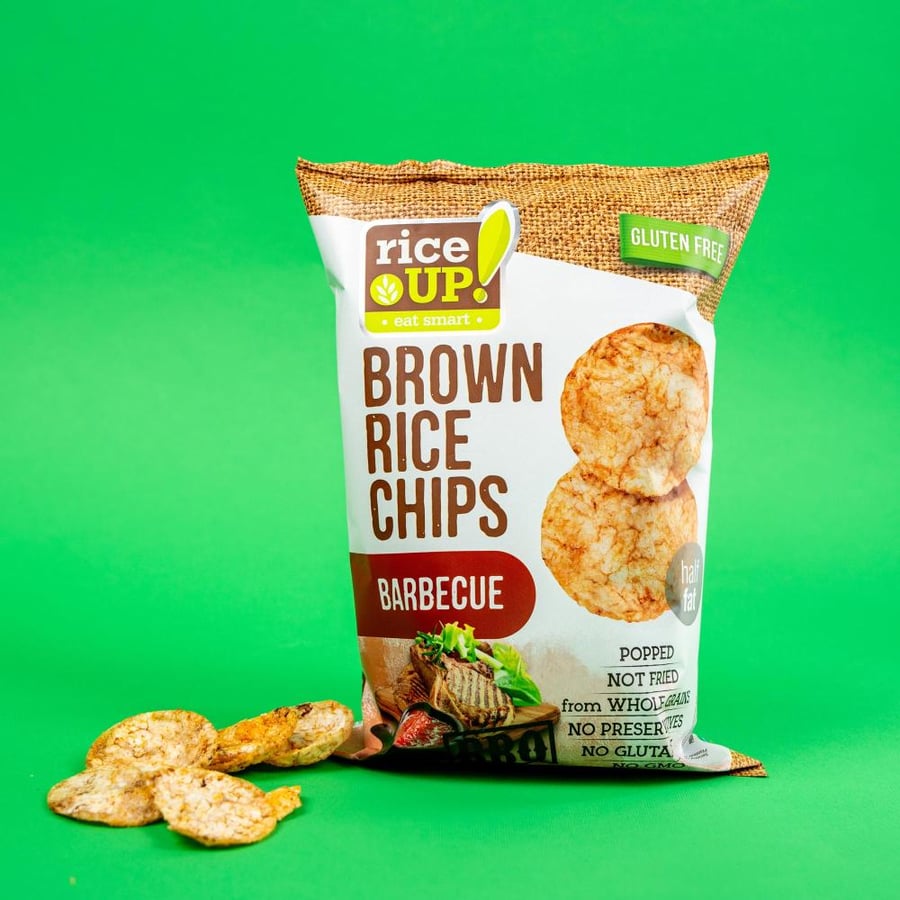 شيبس الأرز البني المقرمش من رايس أب بنكهة الباربيكيو 60جم - Rice Up Brown Rice Chips BBQ 60g