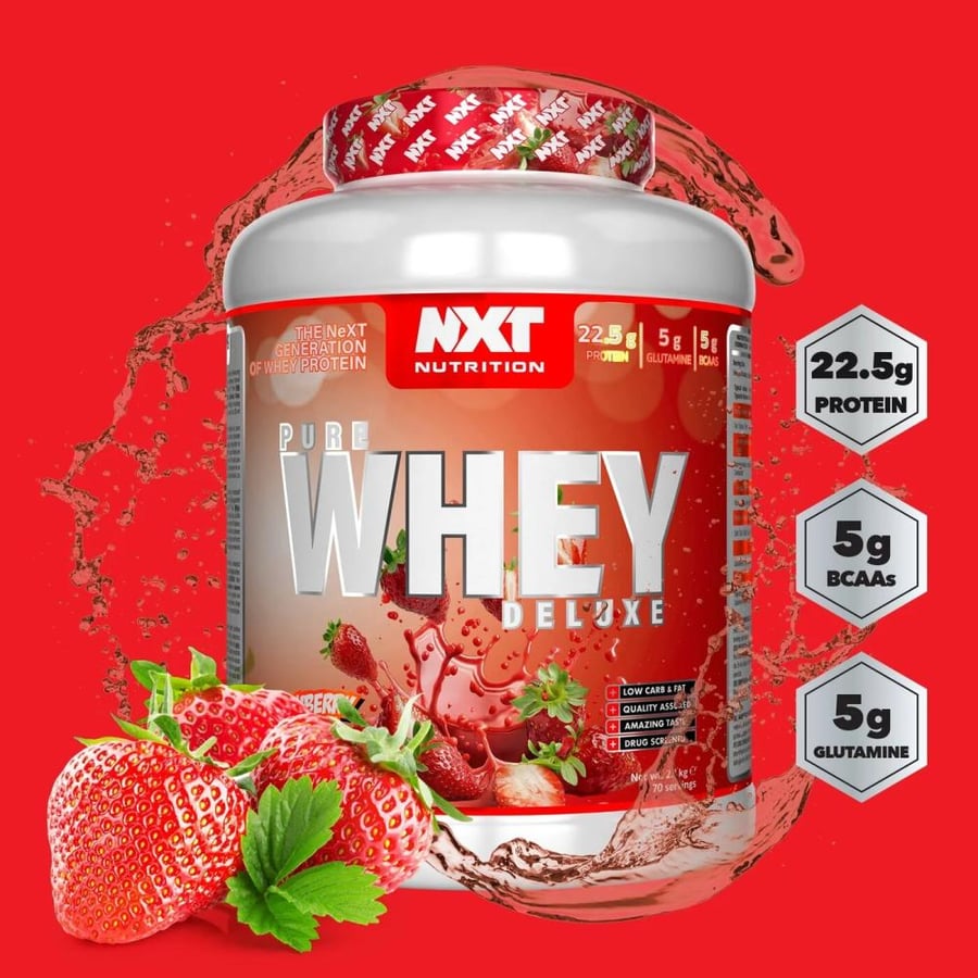 واي بروتين من نكست نكهة فراولة ميلك شيك 2.1 كجم - NXT Nutrition Pure Whey Protein Strawberry Milkshake 2.1k