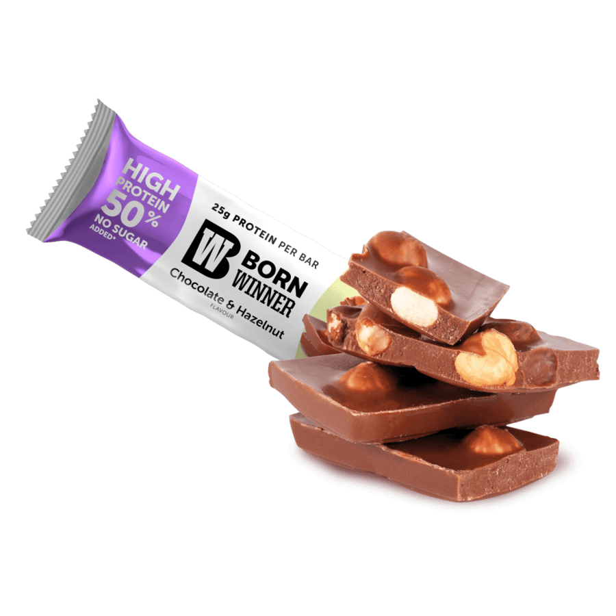بروتين بار من بورن وينر عالي البروتين نكهة شوكليت بندق 50جم - Born Winner High Protein Bar Chocolate Hazelnut 50g