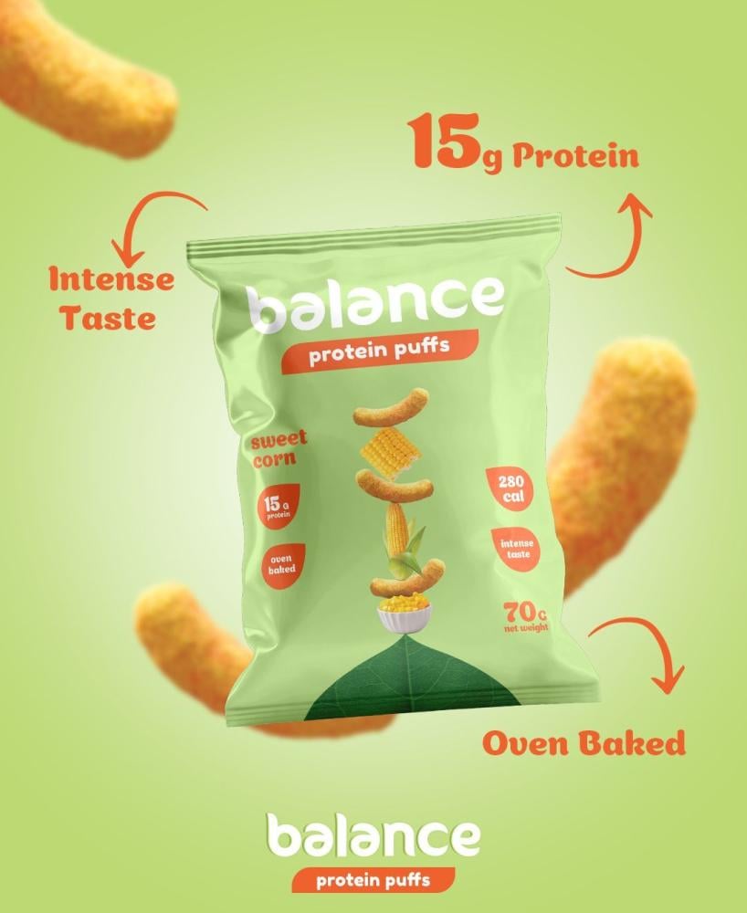 بالانس بروتين بفس ذرة حلوة 70جم كرتون 10 حبة - Balance Protein Puffs Sweet Corn 70g Box 10 Pieces