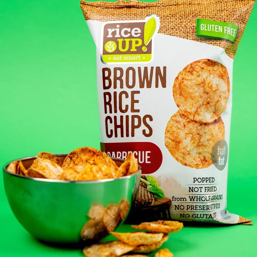 شيبس الأرز البني المقرمش من رايس أب بنكهة الباربيكيو 60جم - Rice Up Brown Rice Chips BBQ 60g