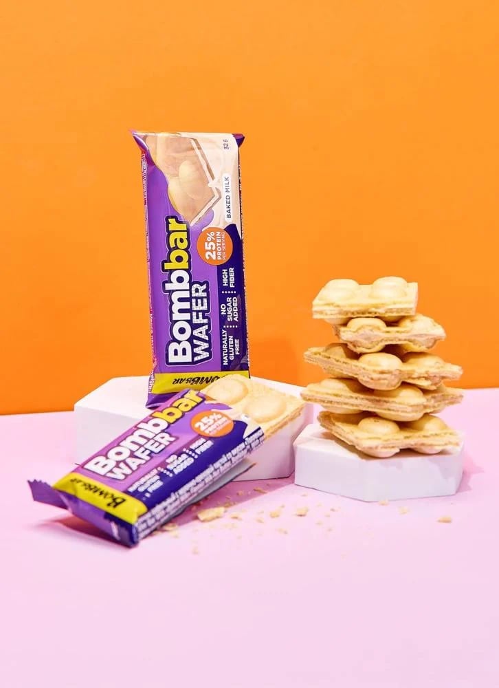 ويفر بروتين من بومبار نكهة الحليب المخبوز 32 جم - Bombbar Protein Wafer Baked Milk 32g