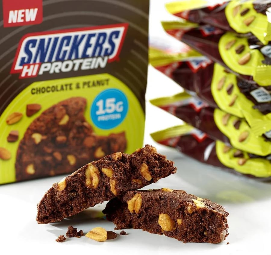 كوكيز عالي البروتين من سنيكرز شوكليت بينت 60جم كرتون 12 حبة - Snickers High Protein Cookies Chocolate Peanut 60g Box 12 Pieces