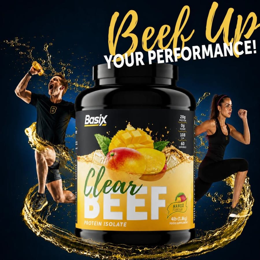 بيسكس بيف بروتين اللحم بنكهة المانجو - Basix Clear Beef Protein Isolate Mango Flavor 1.8kg