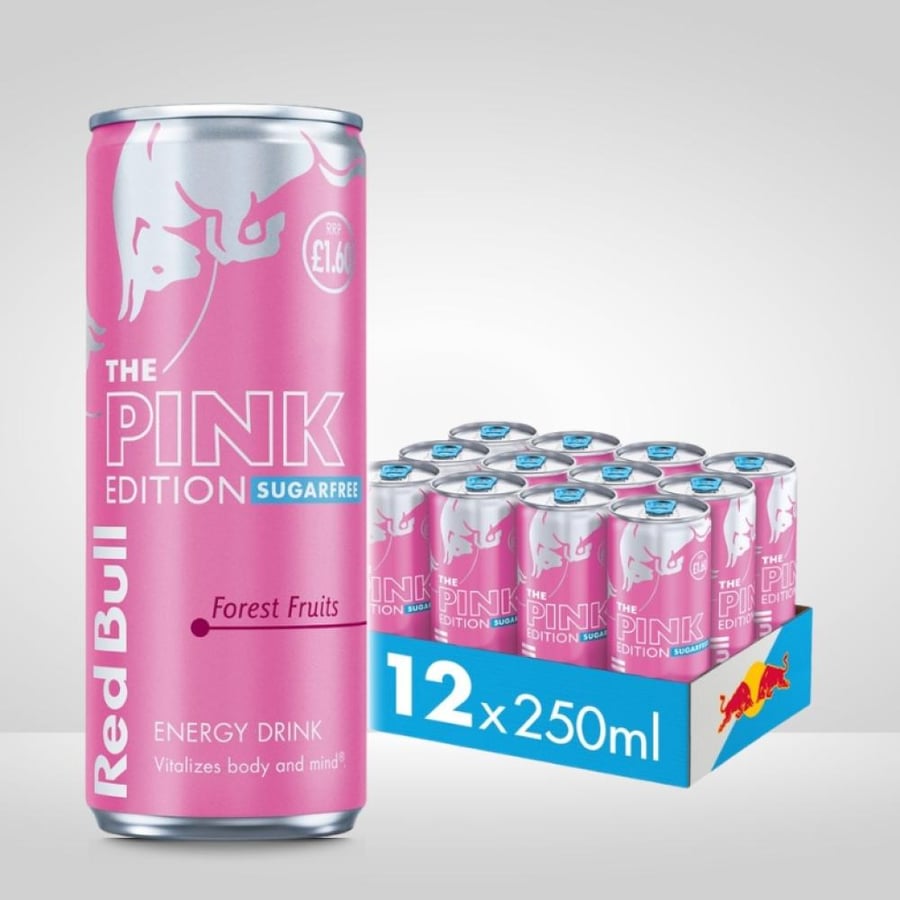 مشروب طاقة ريدبول الاصدار الوردي نكهة فواكه الغابة 250مل كرتون 12 حبة - Red Bull Energy Drink Pink Edition Forest Fruits 250ml Box 12 Pieces