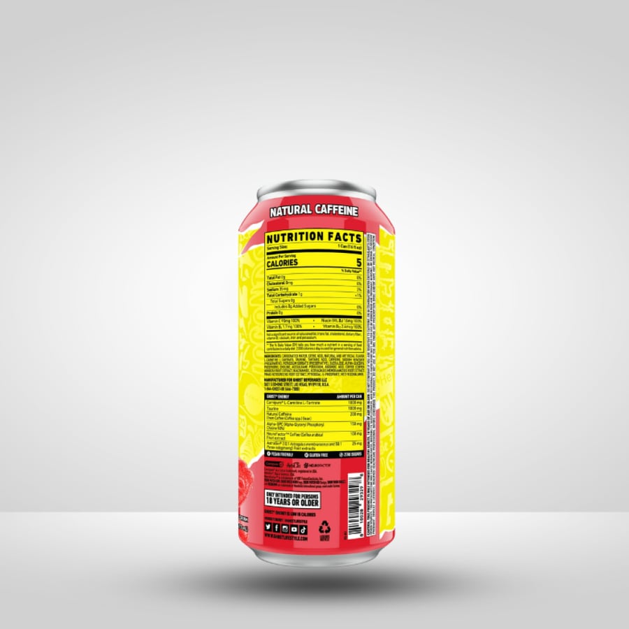 مشروب طاقة قوست بنكهة سور باتش التوت الاحمر 473 مل - Ghost Energy Sour Patch Redberry 473ML