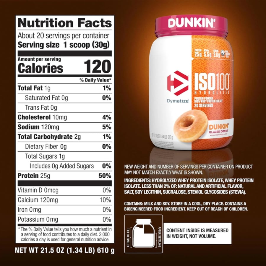 ايزو 100 بروتين ديماتايز دانكن دونات 610جم - Dymatize ISO100 Protein