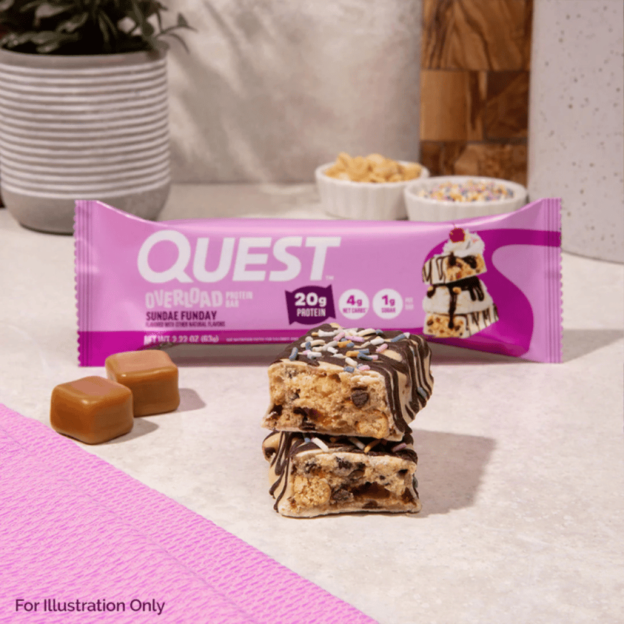 كويست بروتين بار اوفرلود سانداي فانداي 63 جم - كرتون 12 حبة - Quest Nutrition Protein Bar Box