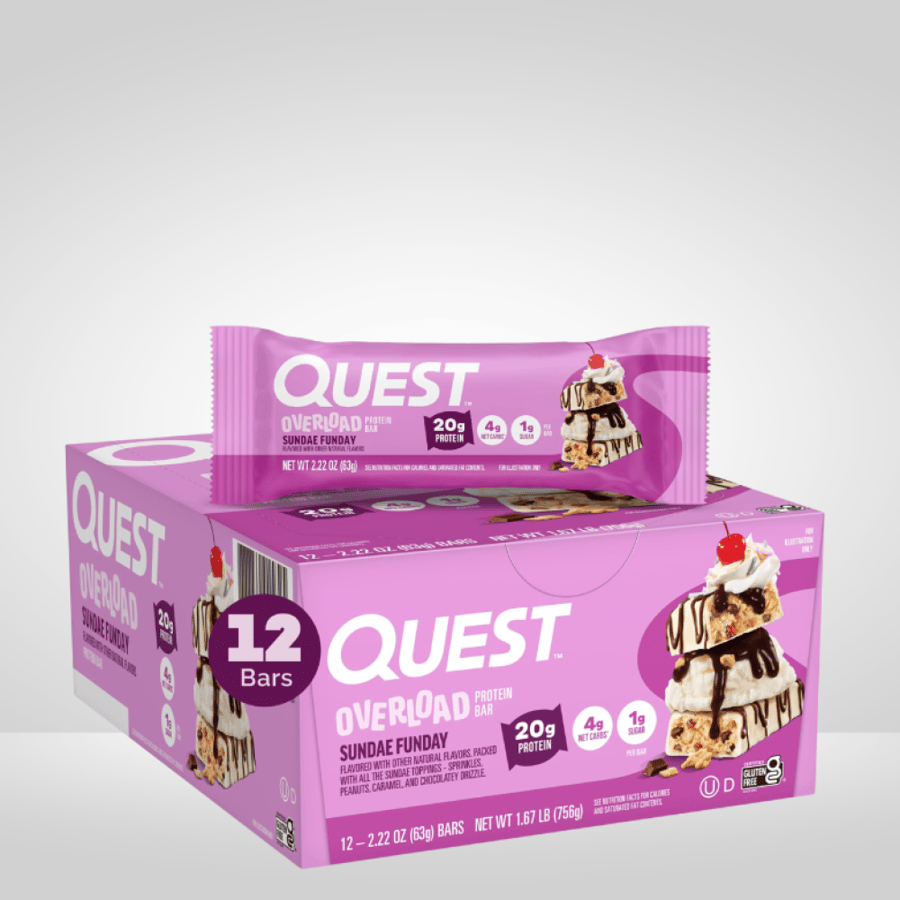 كويست بروتين بار اوفرلود سانداي فانداي 63 جم - كرتون 12 حبة - Quest Nutrition Protein Bar Box