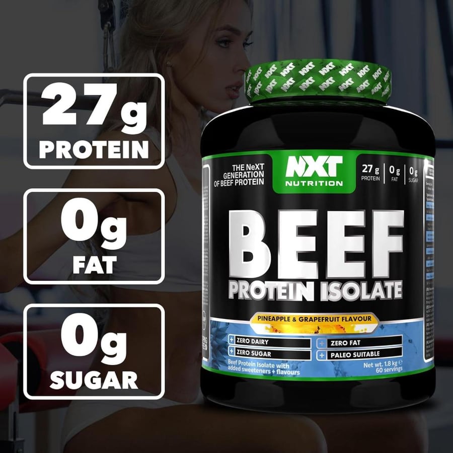 بيف بروتين ايزوليت من نكست نكهة اناناس وجريب فروت 1.8 كجم - NXT Nutrition Beef Protein