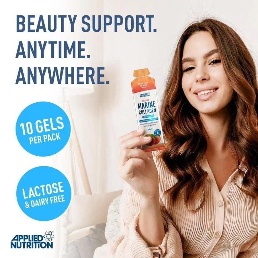 كولاجين بحري سائل من ابلايد نيوتريشن نكهة الخوخ 1 كيس 30جم - Applied Nutrition Liquid Marine Collagen Tropical Peach