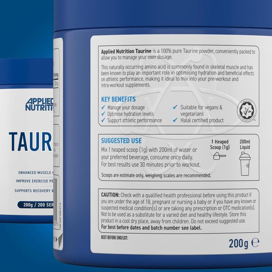 تورين 1000ملجم من ابلايد نيوتريشن 200 سيرف - Applied Nutrition Taurine
