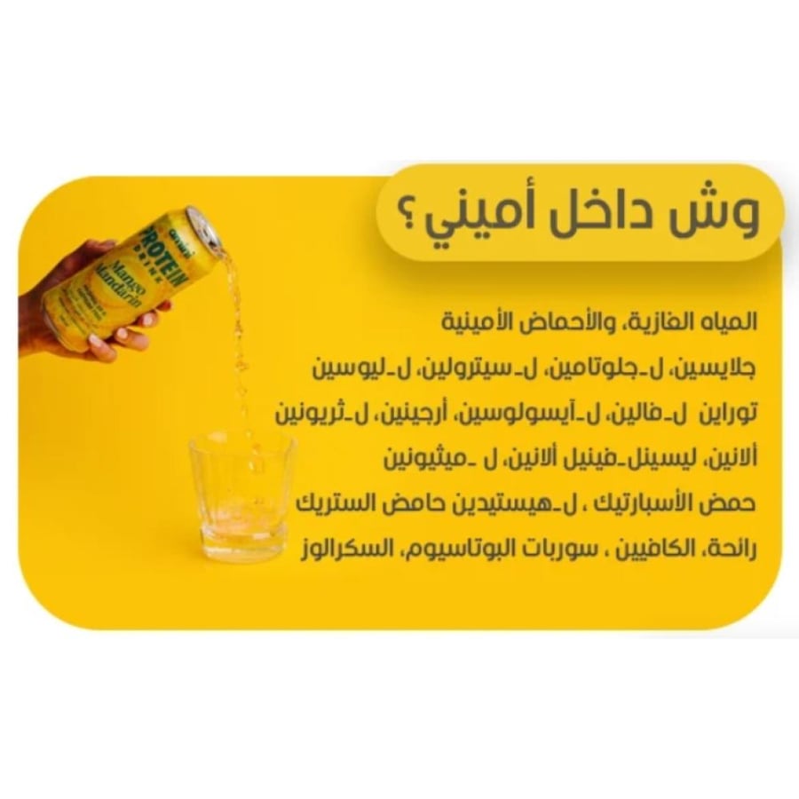 مشروب بروتين غازي من أميني بنكهة مانجو ماندرين 330مل - Amini Protein Drink Mango Mandarin