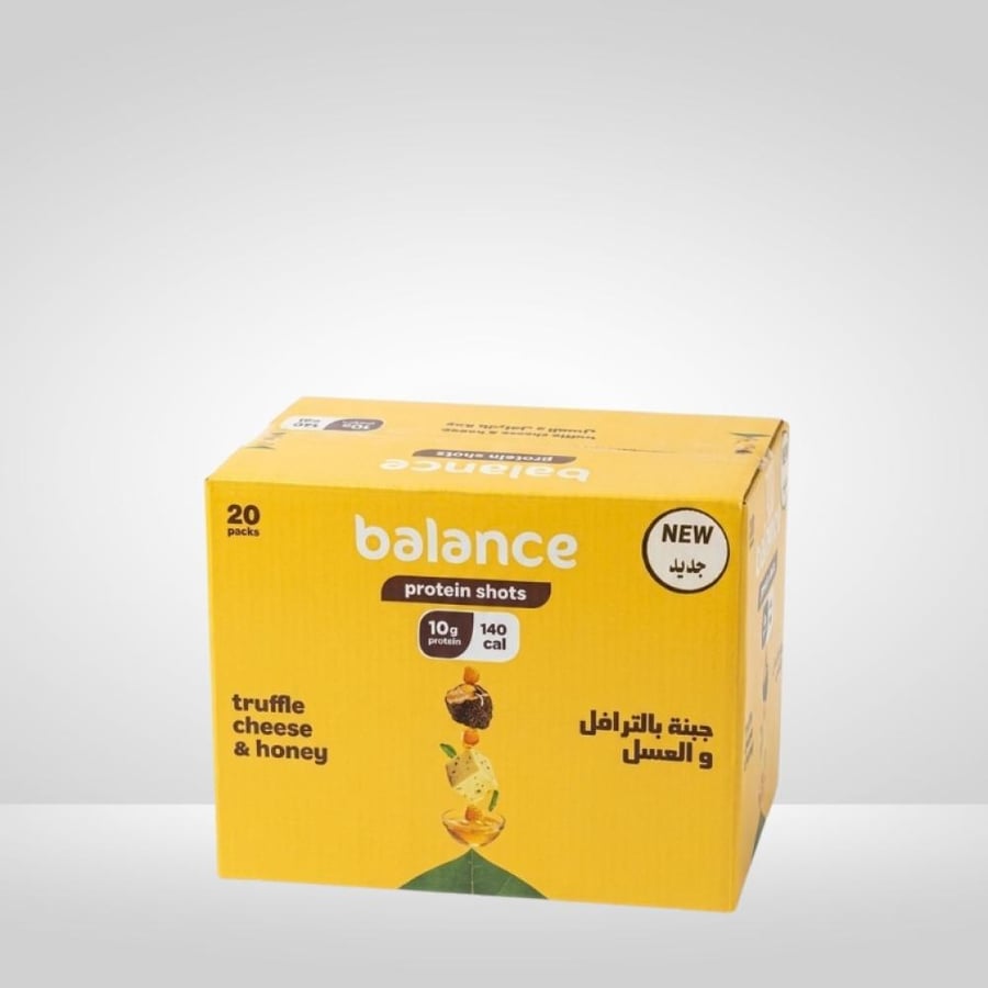 بالانس بروتين شوتس جبنة بالترافل والعسل 35جم كرتون 20 حبة - Balance Protein Shots Truffle Cheese & Honey 35g Box 20 Pieces