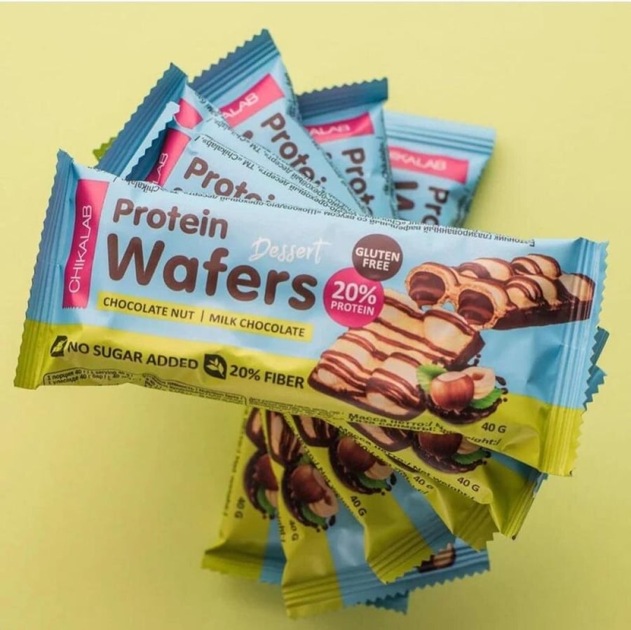 بروتين ويفر من شيكالاب شوكليت مكسرات ميلك شوكليت 40 جم كرتون 12حبة - Chikalab Protein Wafer Chocolate Nut Milk Chocolate 40 g Box 12 Pieces