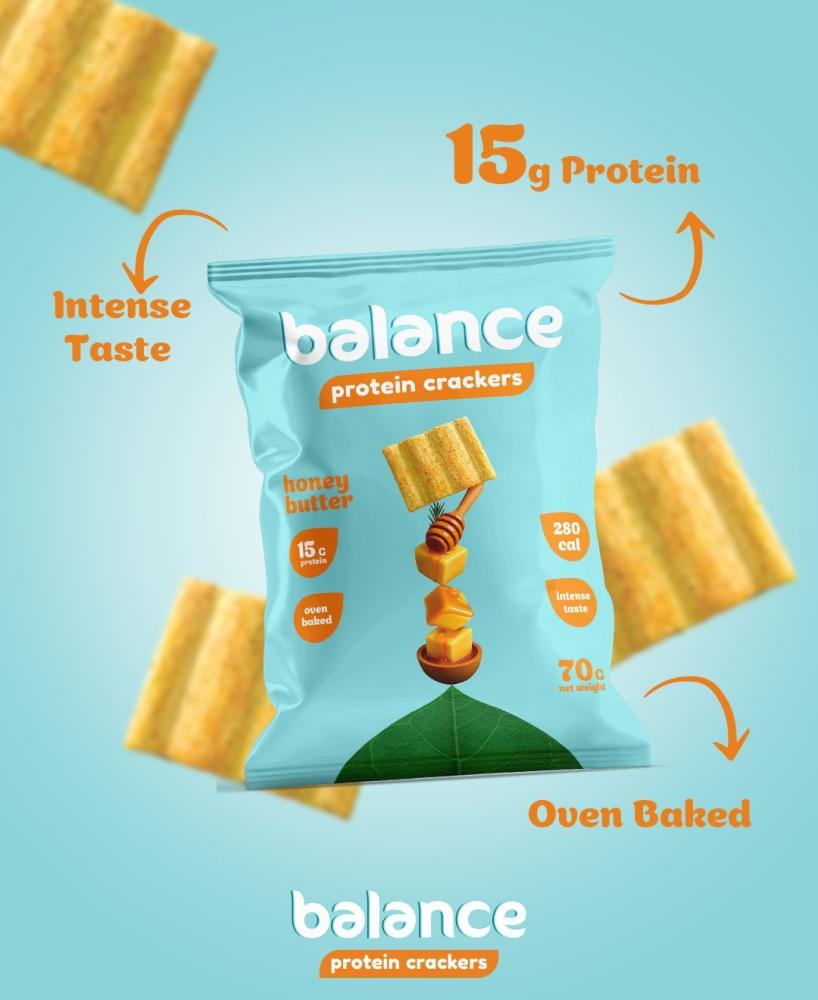 بالانس بروتين كراكرز زبدة وعسل 70جم كرتون 10 حبة - Balance Protein Crackers Honey Butter 70g Box 10 Pieces