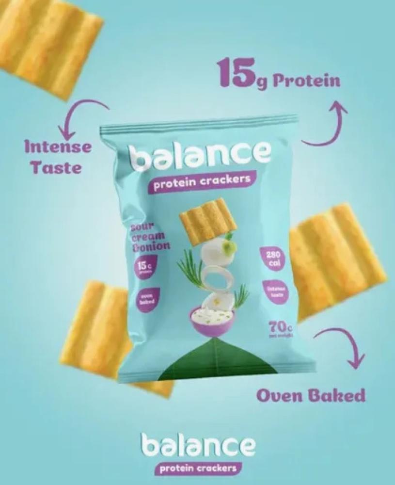 بالانس بروتين كراكرز كريمة حامضة وبصل 70جم كرتون 10 حبة - Balance Protein Crackers Sour Cream & Onion 70g Box 10 Pieces