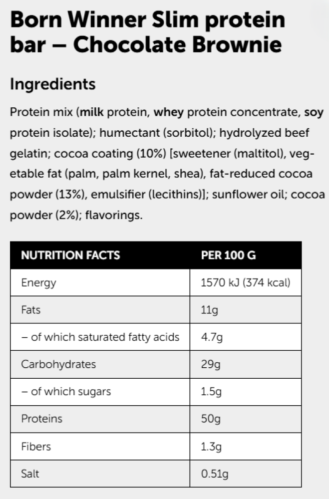 بروتين بار من بورن وينر عالي البروتين نكهة شوكليت براوني 50جم - Born Winner High Protein Bar Chocolate Brownie 50g