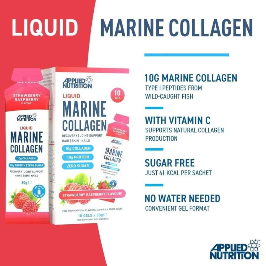 كولاجين بحري سائل من ابلايد نيوتريشن نكهة الخوخ 1 كيس 30جم - Applied Nutrition Liquid Marine Collagen Tropical Peach