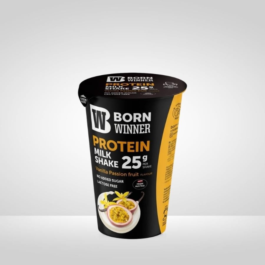 ميلك شيك بروتين من بورن وينر بنكهة فانيلا باشن فروت 250مل - Born Winner Protein Milk Shake Vanilla Passion Fruit Flavour 250ml