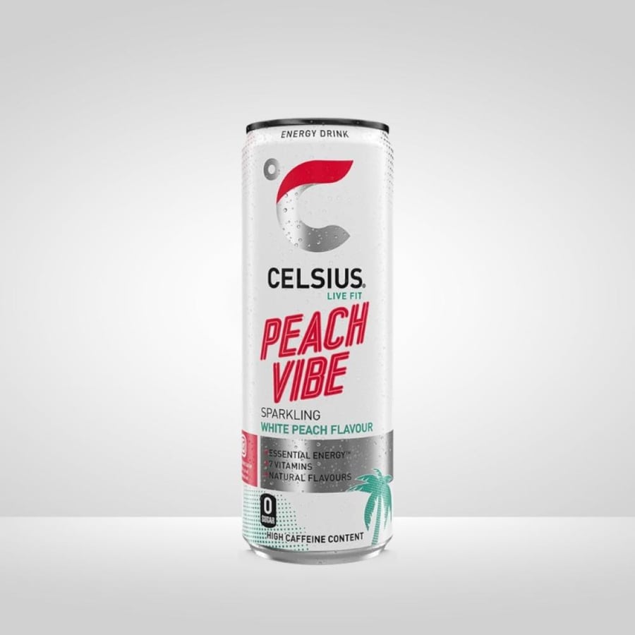مشروب طاقة سلسيوس بيتش فايب خوخ أبيض 355مل - Celsius energy drink Peach Vibe White Peach 355ml