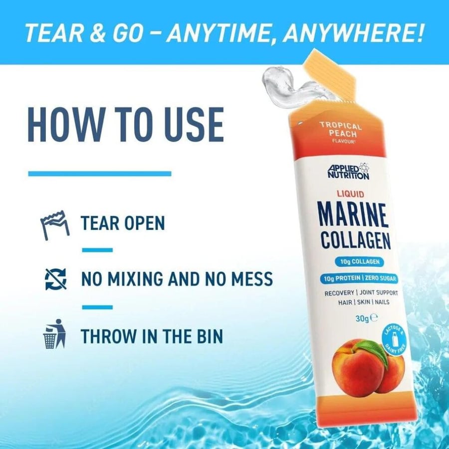 كولاجين بحري سائل من ابلايد نيوتريشن نكهة تفاح وكرز 1 كيس 30جم - Applied Nutrition Liquid Marine Collagen Cherry Apple