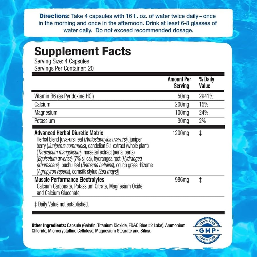إم إتش بي اكسبل عشبي مدر للبول خالٍ من الكافيين 80 كبسولة 20 سيرف - MHP Xpel Strength Diuretic Water Pills Caffeine Free 80 capsules 20 servings