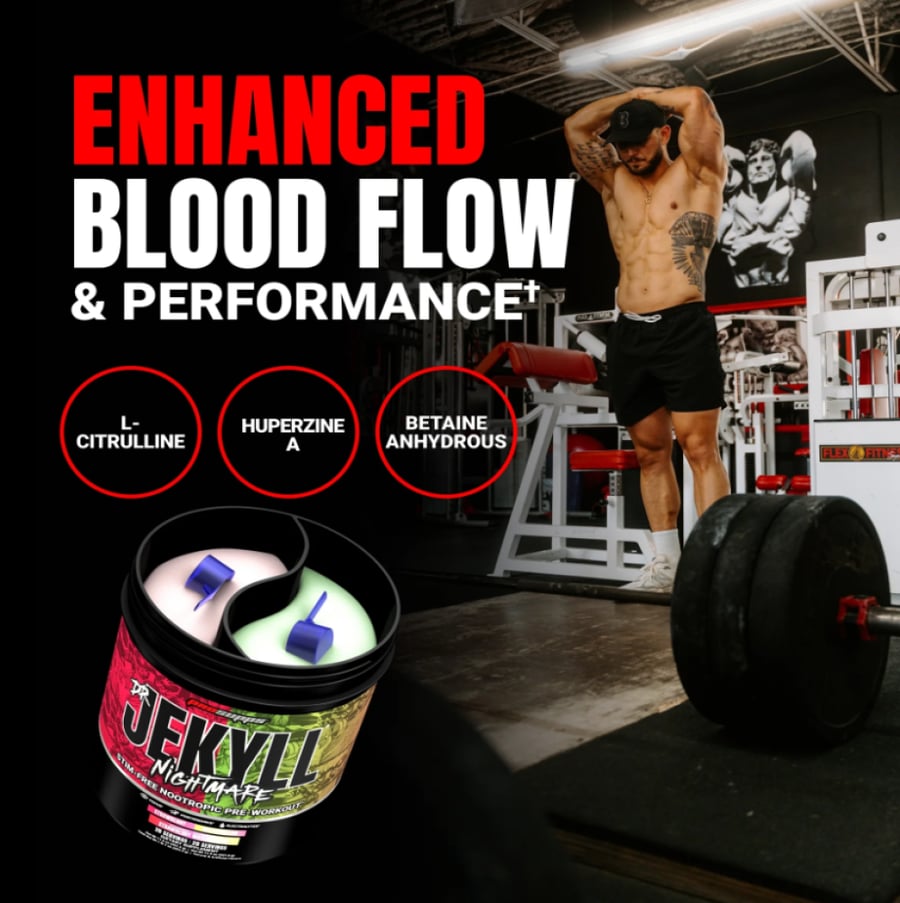 مكمل طاقة دكتور جيكيل نايتمير من بروسابس فراولة & بطيخ 40 سيرف - Pro Supps DR JEKYLL Nightmare Stim-Free Nootropic Pre-Workout Strawberry & Watermelon 40 Servings
