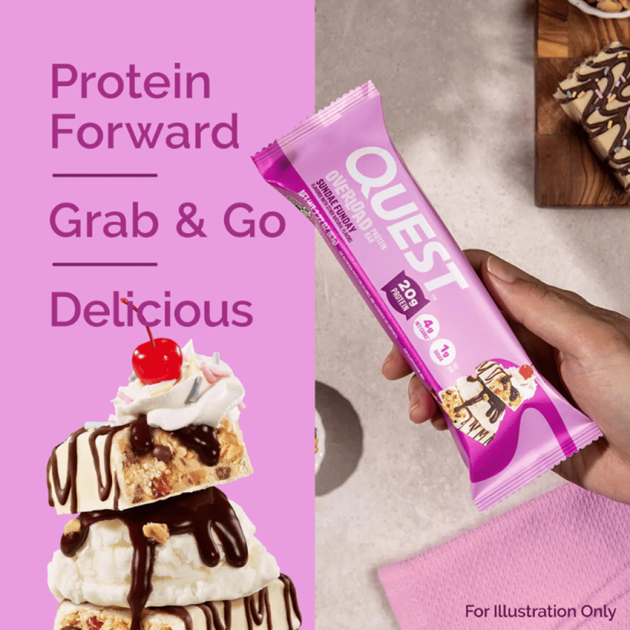 كويست بروتين بار اوفرلود سانداي فانداي 63 جم - كرتون 12 حبة - Quest Nutrition Protein Bar Box