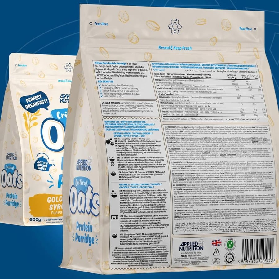 ابلايد بروتين الشوفان نكهة العسل - Critical Oats Protein Porridge Golden Syrup 600g